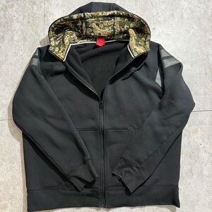 Nike Black and Digital Camo Zip Up Hoodie - XXL - Athletic Athleisure